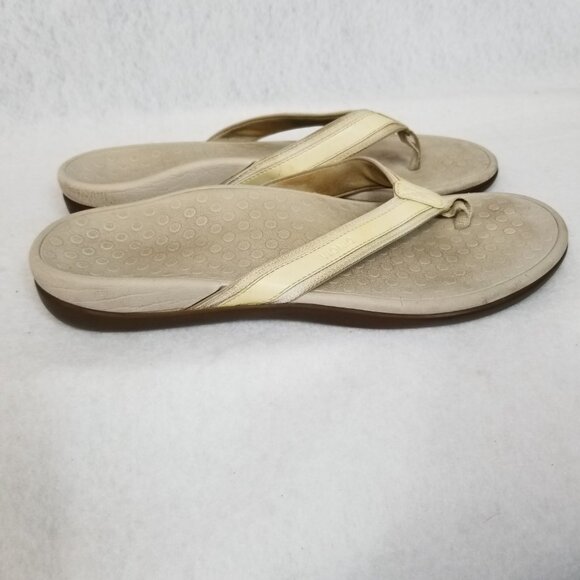 VIONIC Tide Women's Leather Orthotic Flip Flop Pale Yellow Size 10 ~ 4124 - Picture 4 of 7